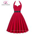 Grace Karin Sweetheart Backless Halter Nylon-Cotton 50S Retro Vintage Red Party Dress CL008950-2